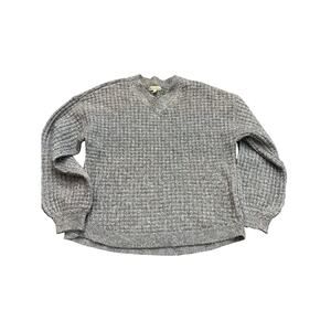 Democracy Sweater V-neck Cable Knit Pullover Jumper Gray Size Large